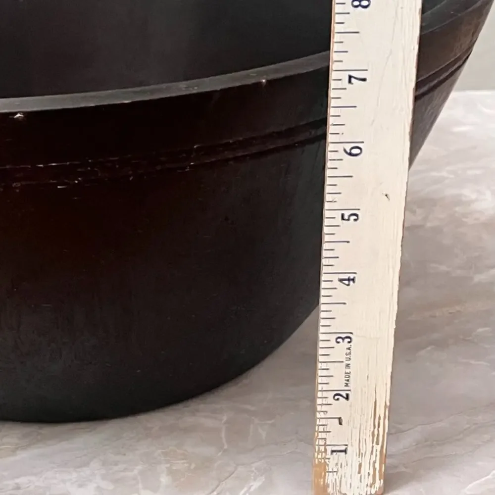 Vintage Clay Art Dark Wood Salad Bowl 15.5